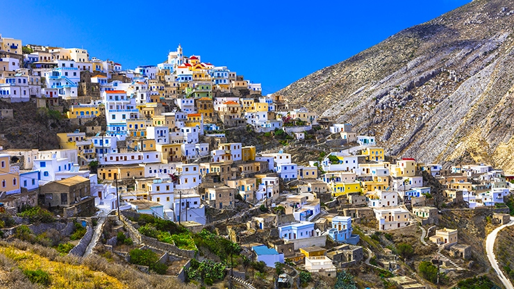 White houses on the hill of Menetes